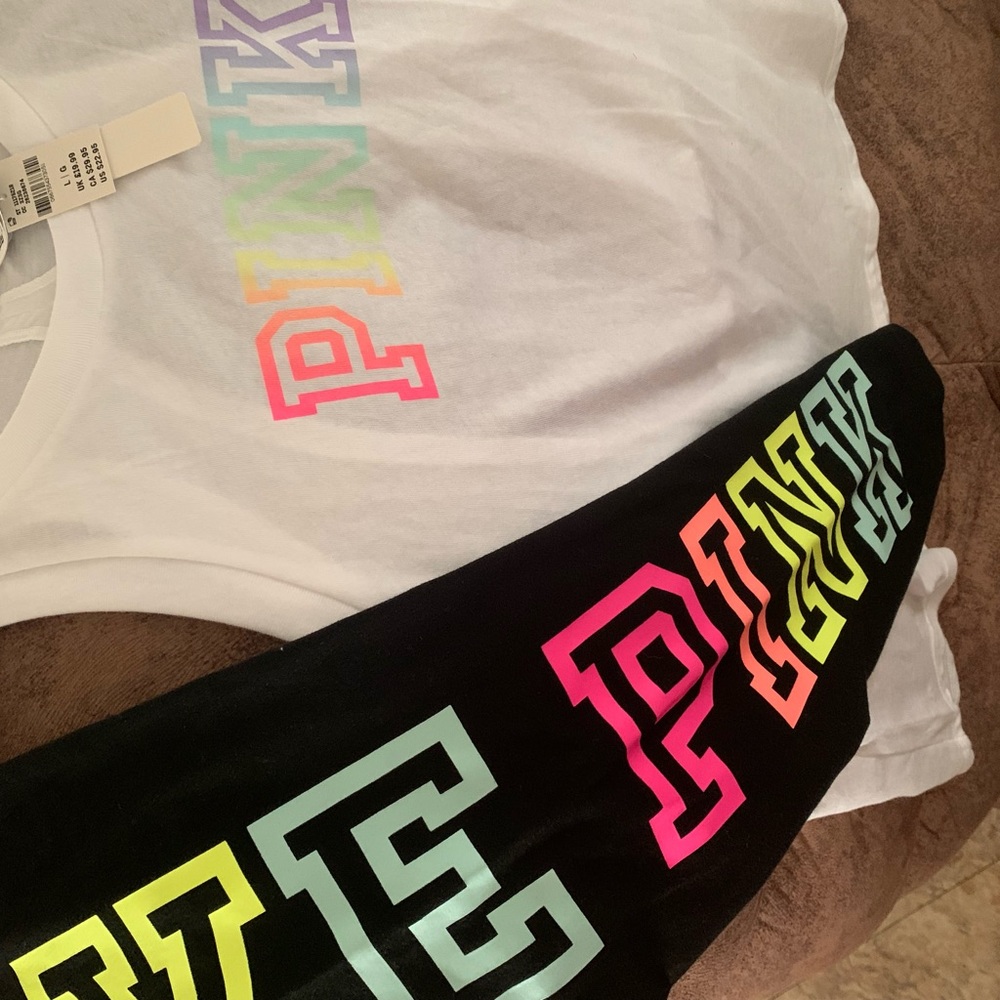 Vs PINK tank top and yoga pants outfit brand new
